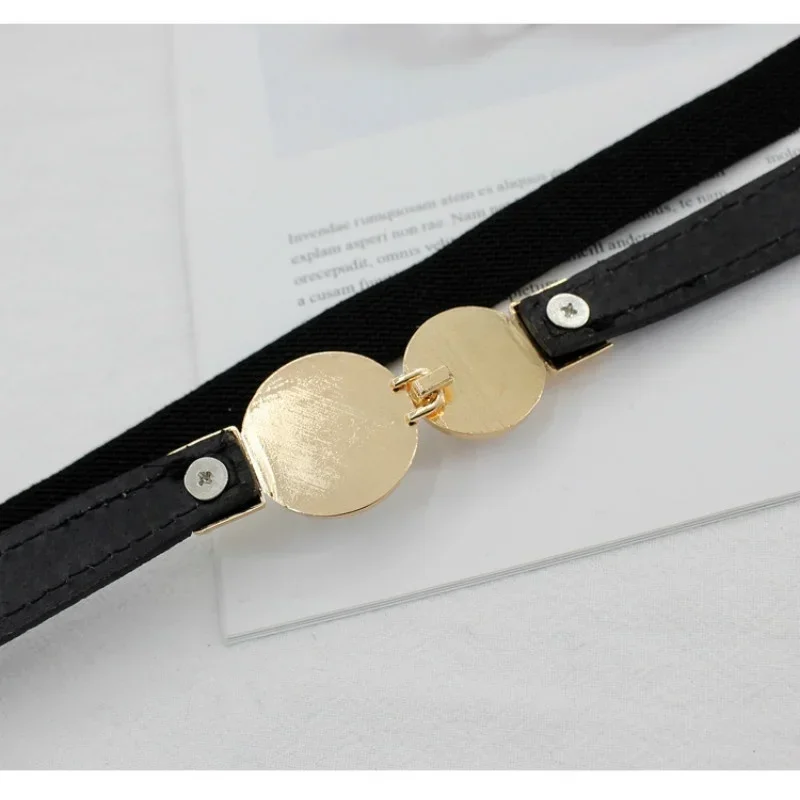 Women\'s Belt Creative Double Pearl  Leather Dress Waist Elastic Thin Elegant Women Fashion Accessories Clothes Decoration Gifts