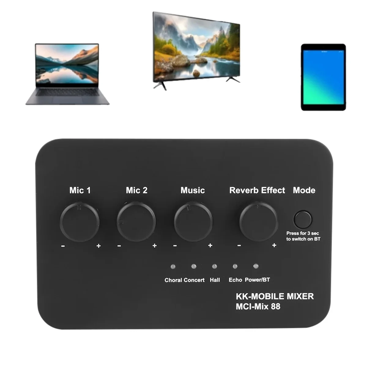 Máquina De Som De Áudio Digital, Entradas De Microfone Duplas, Entrada AUX, Conexão BT, Mixer De Som Para Karaoke, Smart TV, PC Speaker