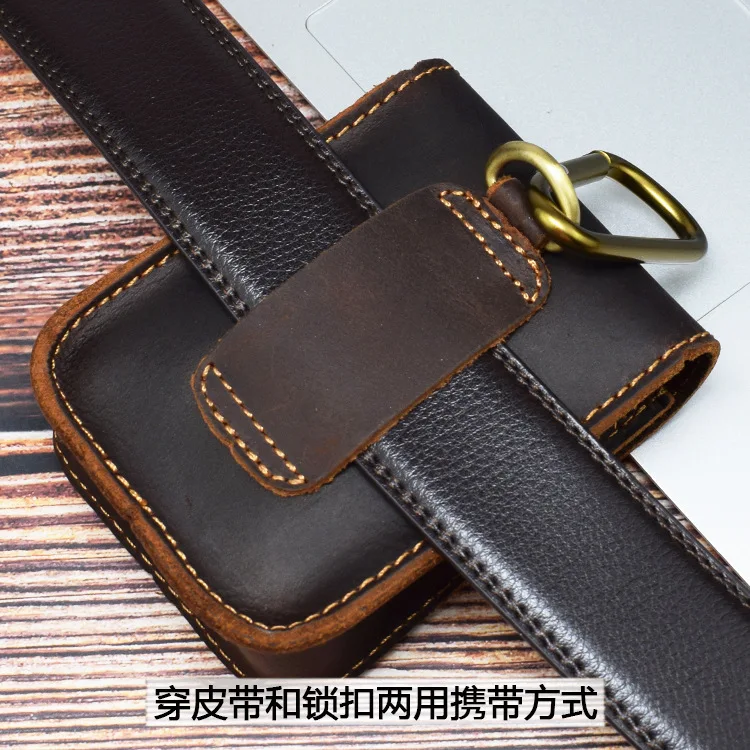 Leather Waist Packs Men Cigarette Case Belt Loops Waist Hanged Foldable Eyeglasses Bag  New