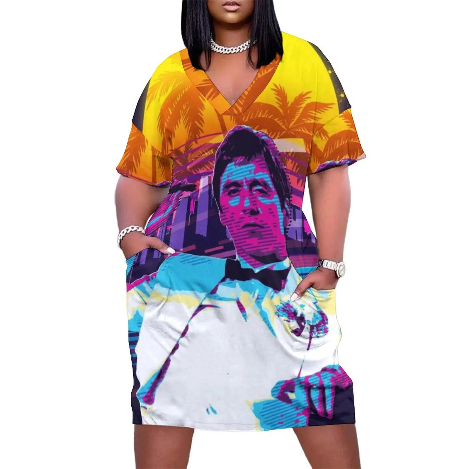 Classic Cinema Art: Scarface Movie Print Featuring Al Pacino Loose Pocket Dress Long dress dress women summer 2025