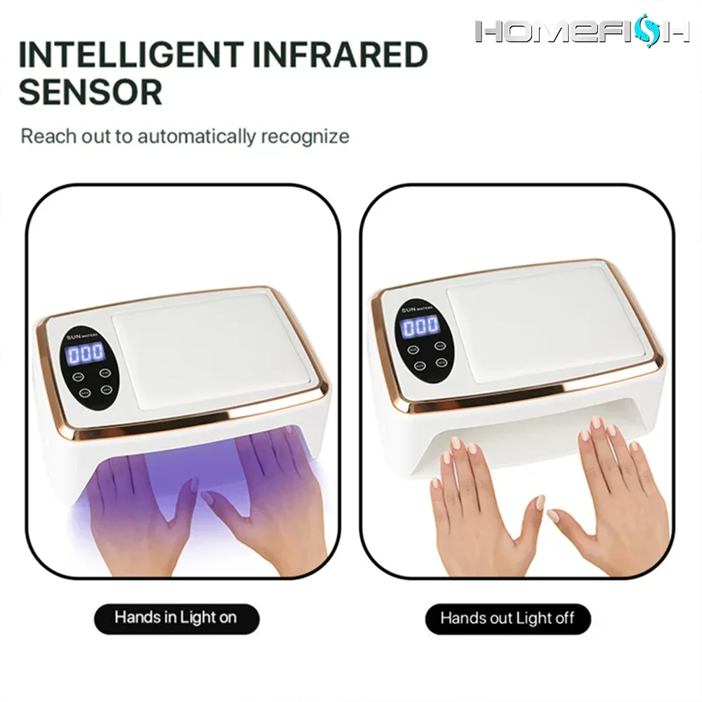 380W Professional Nail Dryer 90 Leds Nail Dryer UV Lamp for Curing All Gel Nail Polish Motion Sensing Manicure Pedicure