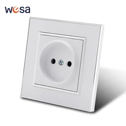 WESA EU Standard Mirror Acrylic Wall Socket White Flame Retardant Panel Power Socket 16A Electrical Outlet No Standard Ground