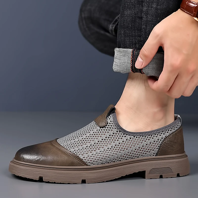 Summer Men\'s Hollow Mesh Shoes Breathable Trendy Beach Outdoor Camping Shoes Fashion Casual Shoes Non Slip size：38-44