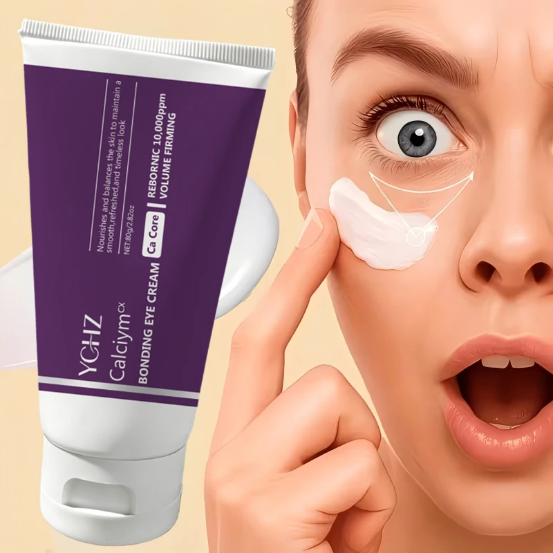 Crema para Ojos con Calcio para Manchas Oscuras 80g - Crema para Ojos con Niacinamida y Gluconato de Calcio, Apta para Ojeras, Bolsas en los Ojos y Piel Flácida |   Elastina Hidrolizada Ex para Mayor Volumen y Firmeza |   Crema de Ojos Coreana