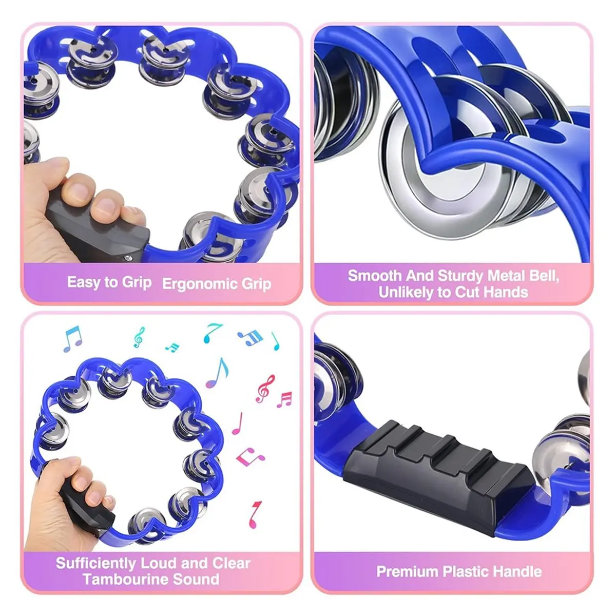 

5Pcs Petal Tambourine Set Double Row Metal Jingles Hand Held Percussion Drum Musical Instruments [AA74-AAA]