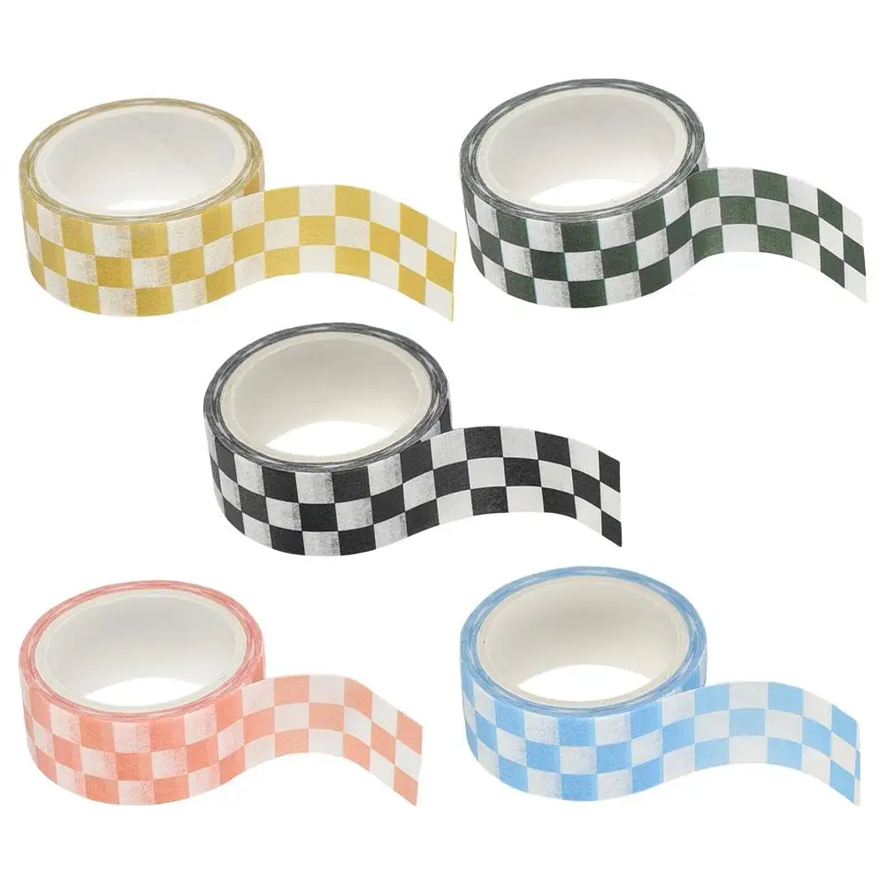 5 Rolls Square Grid Washi Tape Checkered Stickers Journaling Aesthetic Japanese Paper Scrapbooking DIY Colored Striped Retro