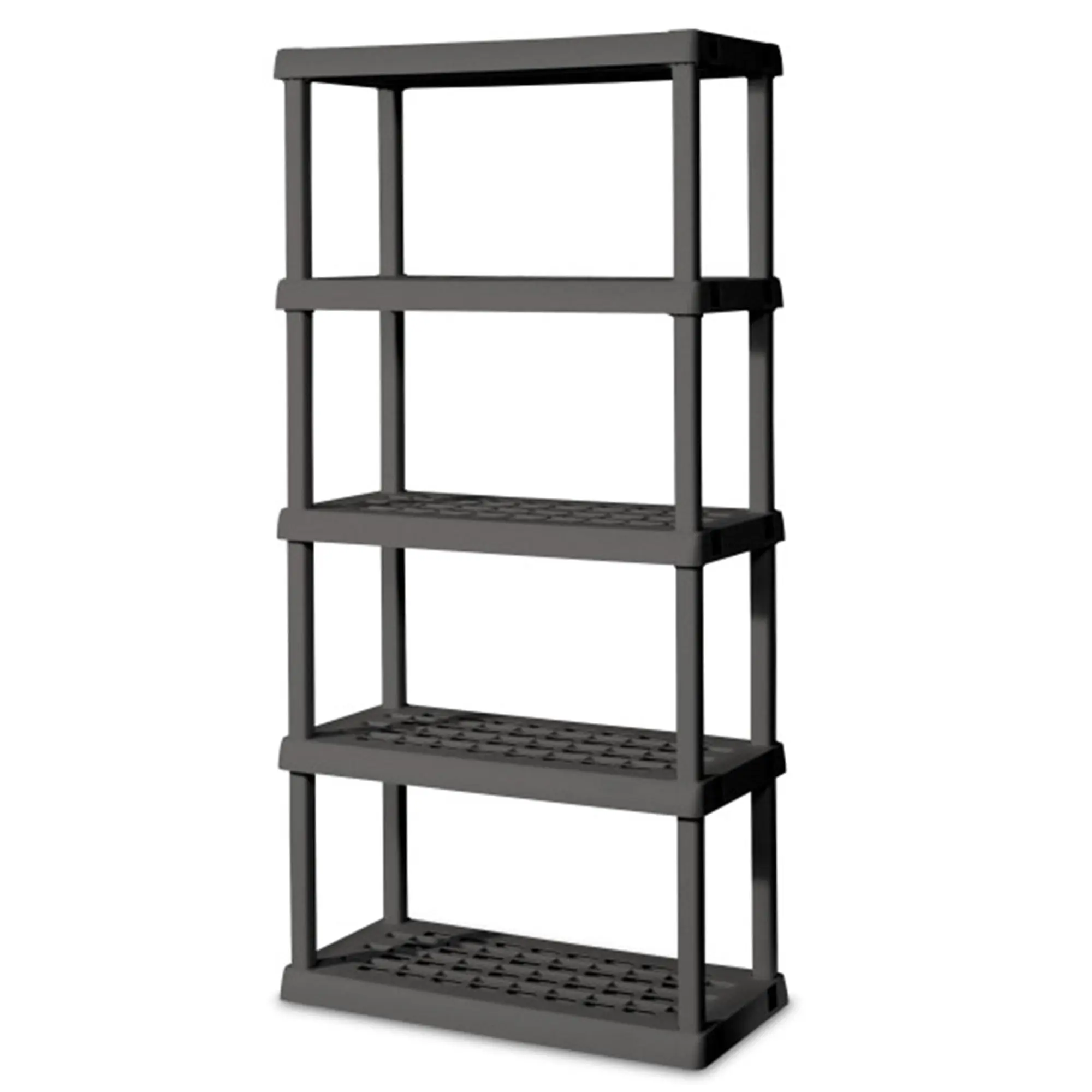 5 Shelf Unit, Heavy-Duty Plastic Utility Storage Rack, 4-Pack