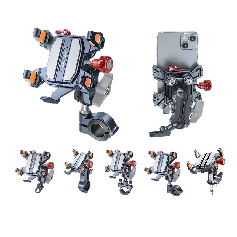 Lanparte Motorcycle Phone Mount Aluminum Alloy Shock Absorbing Anti Theft 360° Rotation Phone Holder for Bicycle Electric Bike