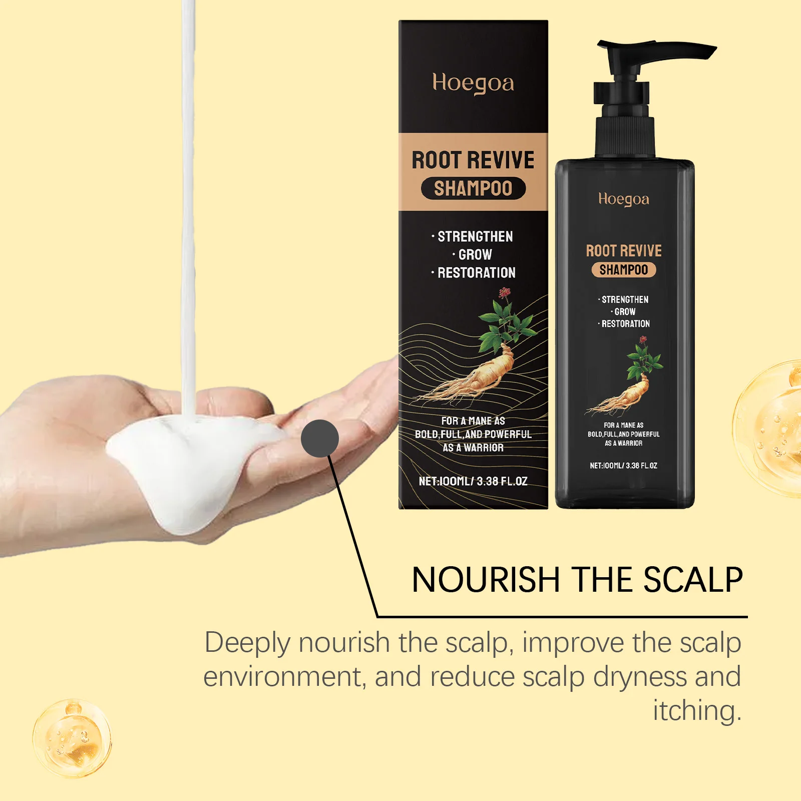 100ml Ginseng Shampoo Repair Frizz Damaged Hair  Nourishing Moisturizing Anti Dandruff Oil Control Strengthen Hair Root view 4