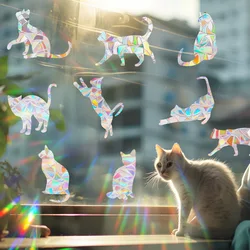 Rainbow Suncatcher Window Stickers PVC Cat Butterfly Ghost Prism Glass Wall Sticker Home Bedroom Decoration Self Adhesive Decal