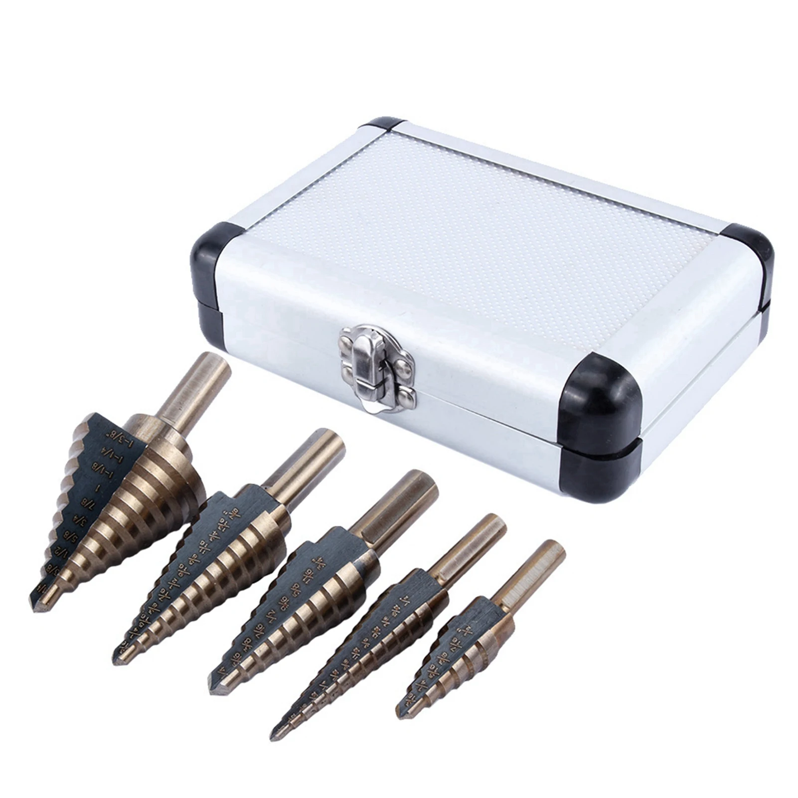 HSS Steel Step Drill Bit Hardware Hand Tools Large Cobalt HSS Step Ti Cone Drill Hole Cutter Bit Set Tool Case Step Drill