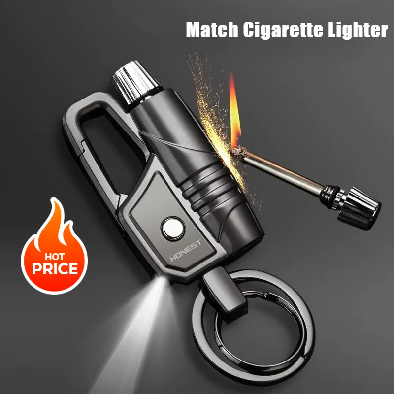 Newest Cigar Igniter Keychain Lighter for Smokes with Light Buckle 10000 Times Matches Cigarette Lighters & Smoking Accessories