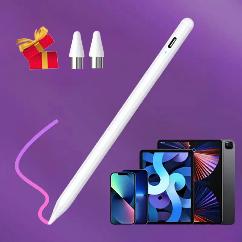 Caneta stylus para apple ipad android tablet lápis 2 pro ar 3 4 5 m2 m3 m4 mini 2024 2025 universal palma rejeição ios desenhar toque