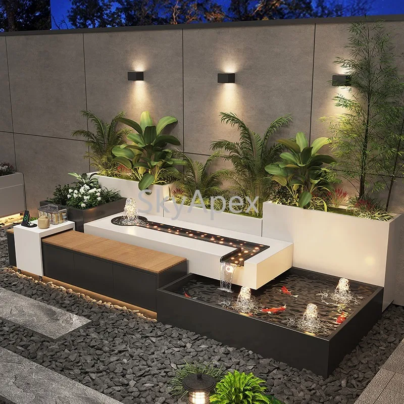 بركة أسماك للحديقة من الفولاذ المقاوم للصدأ - زخرفة نافورة مياه متينة للشرفة والخارجية والفناء