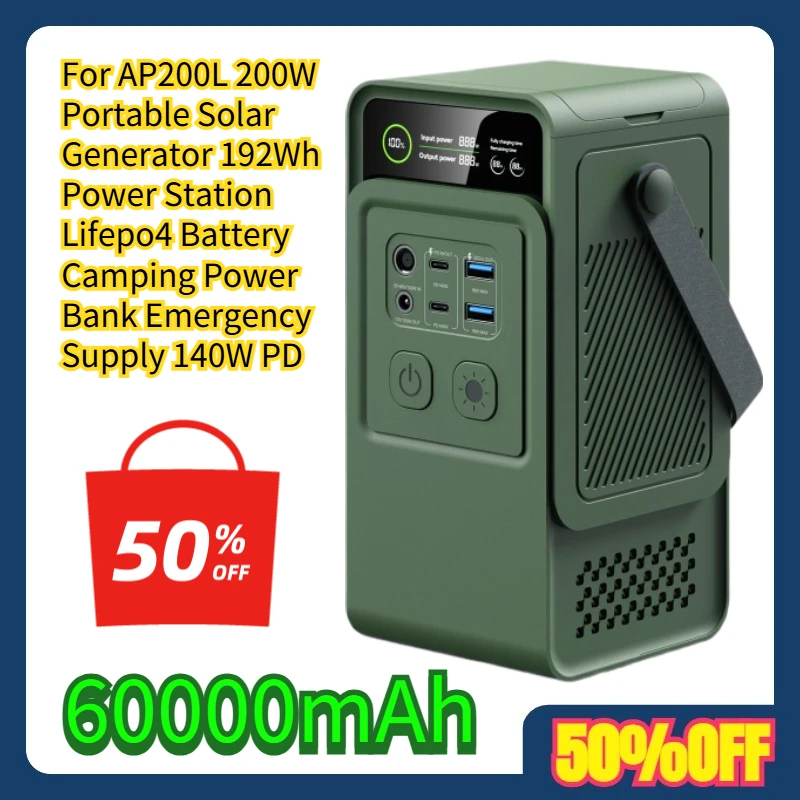 Para ap200l 200w gerador solar portátil 192wh estação de energia lifepo4 bateria acampamento power bank fonte de emergência 140w pd