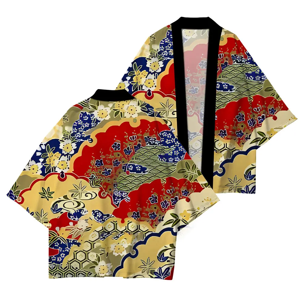 패션 패턴 프린팅 공정 데일리 캐주얼 기모노 편안한 고품질 가디건 반팔 2024 봄 패션 신상