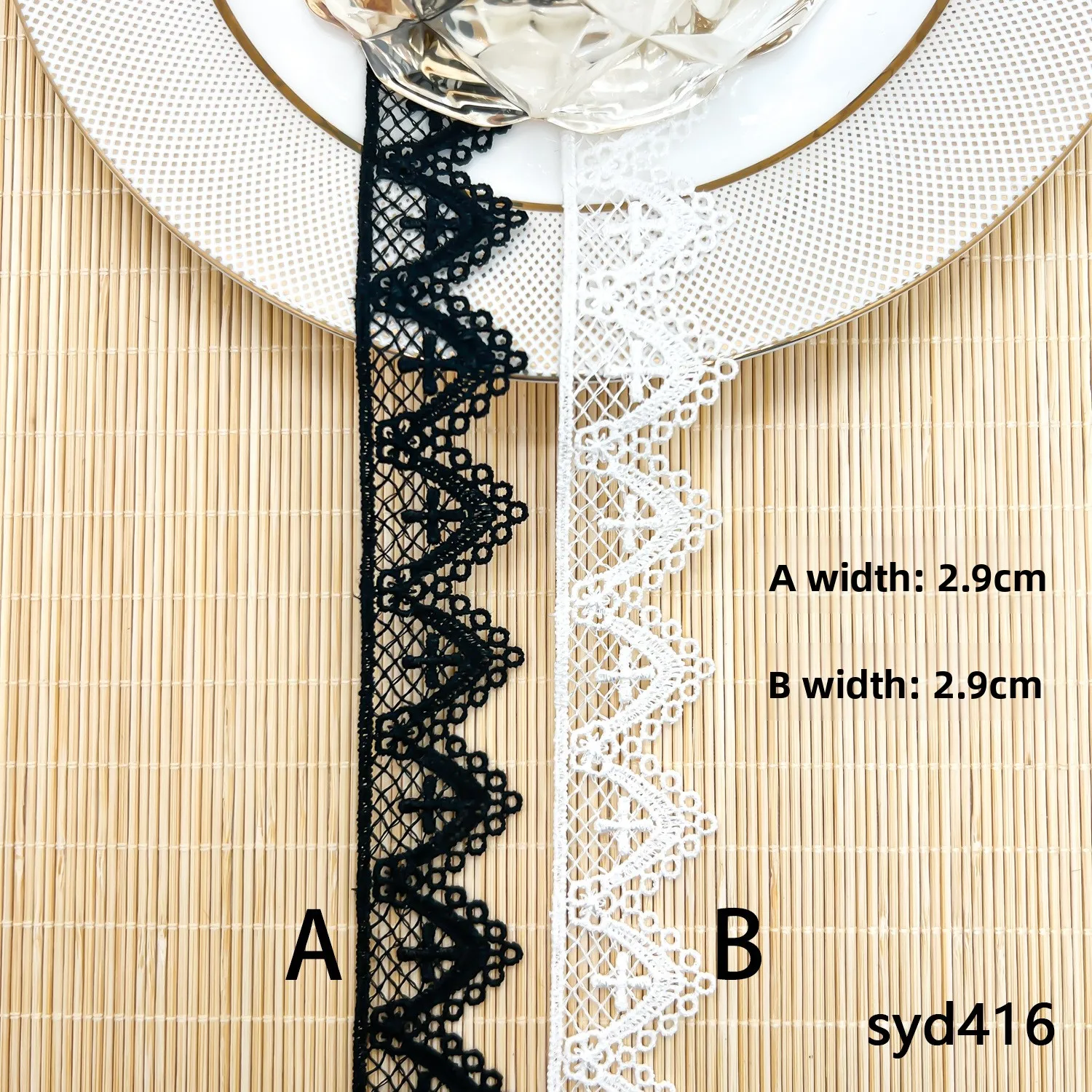 15yards/2.9cm High quality water soluble lace embroidery unilateral cross lace DIY Lolita clothing skirt dress accessories lace