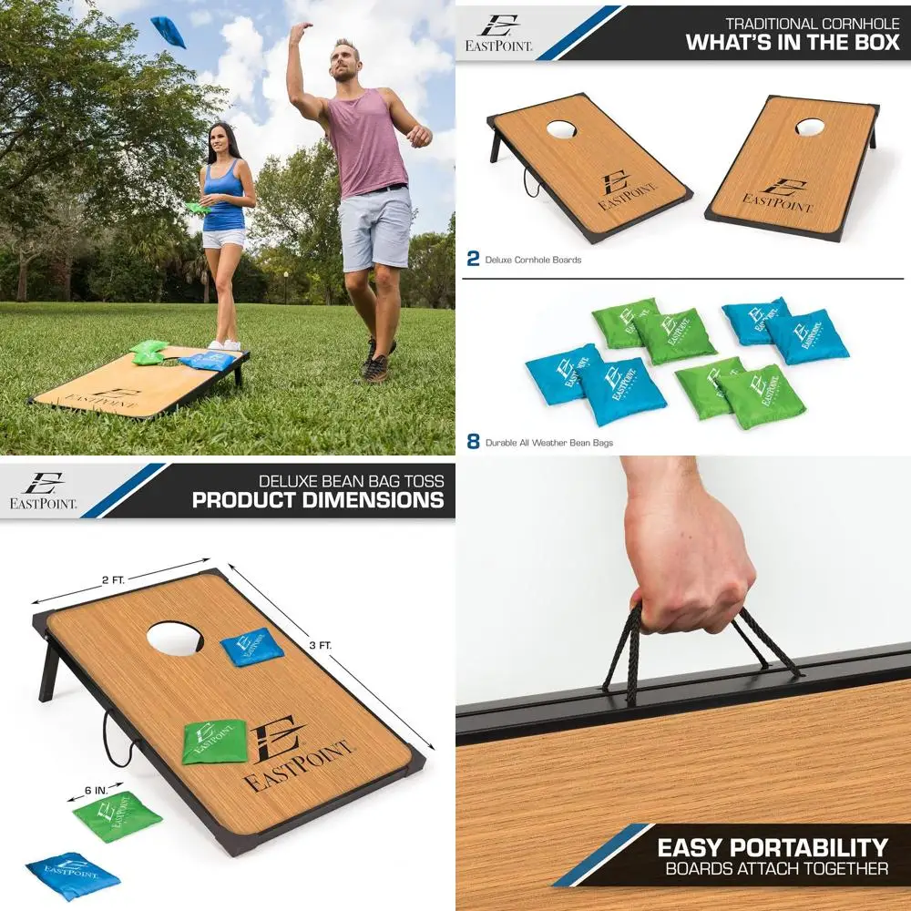 

Игровой набор EastPoint Sports Cornhole MDF Bean Bag Toss — 2 дюйма x 3 дюйма — встроенное хранилище, удобные ручки для переноски и 8 премиальных вещей