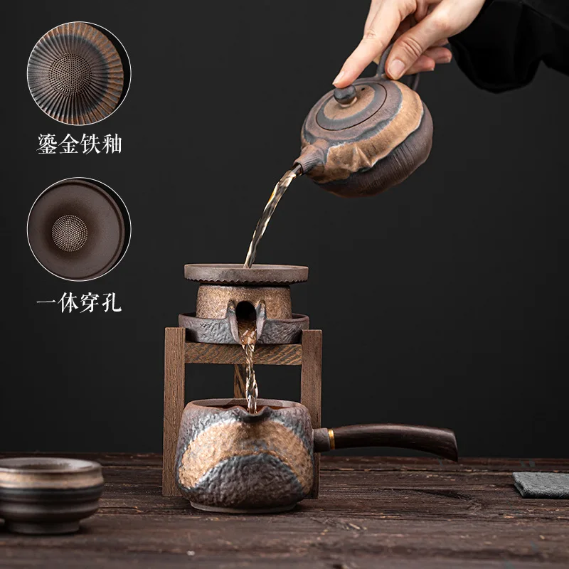 Old Rock Clay High Table Filter Set Ceramic Hole Door Frame Shelf Tea Filtration Compartment Funnel Holder