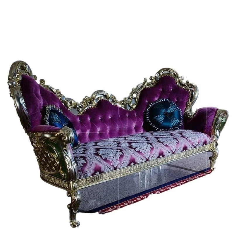 

Italian luxury solid wood sofa French villa bedroom chaise longue chair fabric lazy leisure sofa chair