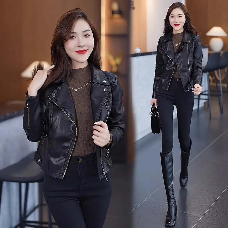 التخسيس ort السائق الجلود Jaet المرأة ربيع الخريف جديد Sle الراقية شخصية دعوى بولي Leather الجلود طويلة Sve سستة