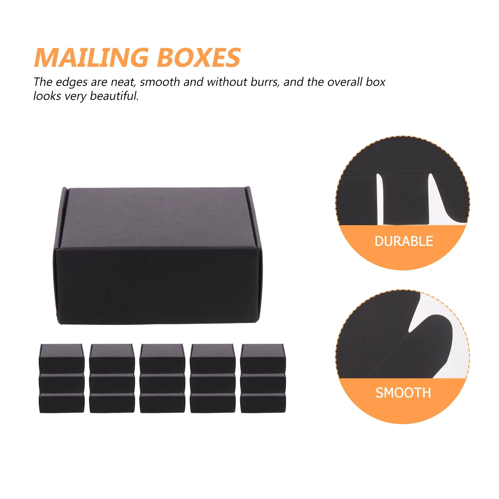 20Pcs Black Packaging Box Heavy Duty Mailing Box for Packing Delivery Storage Waterproof Crush Resistant Neat Design