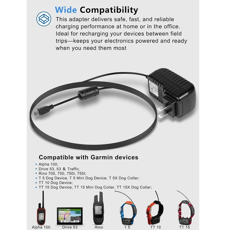 010-11873-00 AC Adapter Cable Fits for Garmin Alpha 100, Drive 53, Rino Etc Dog Tracking Devices and Dog Tracking Collars