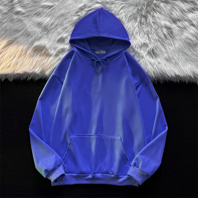 Plus Size Spring and Autumn Thin Hooded Sweater Men's Ins Hong Kong Style Retro Loose Large Size Solid Color Coat Korean Version