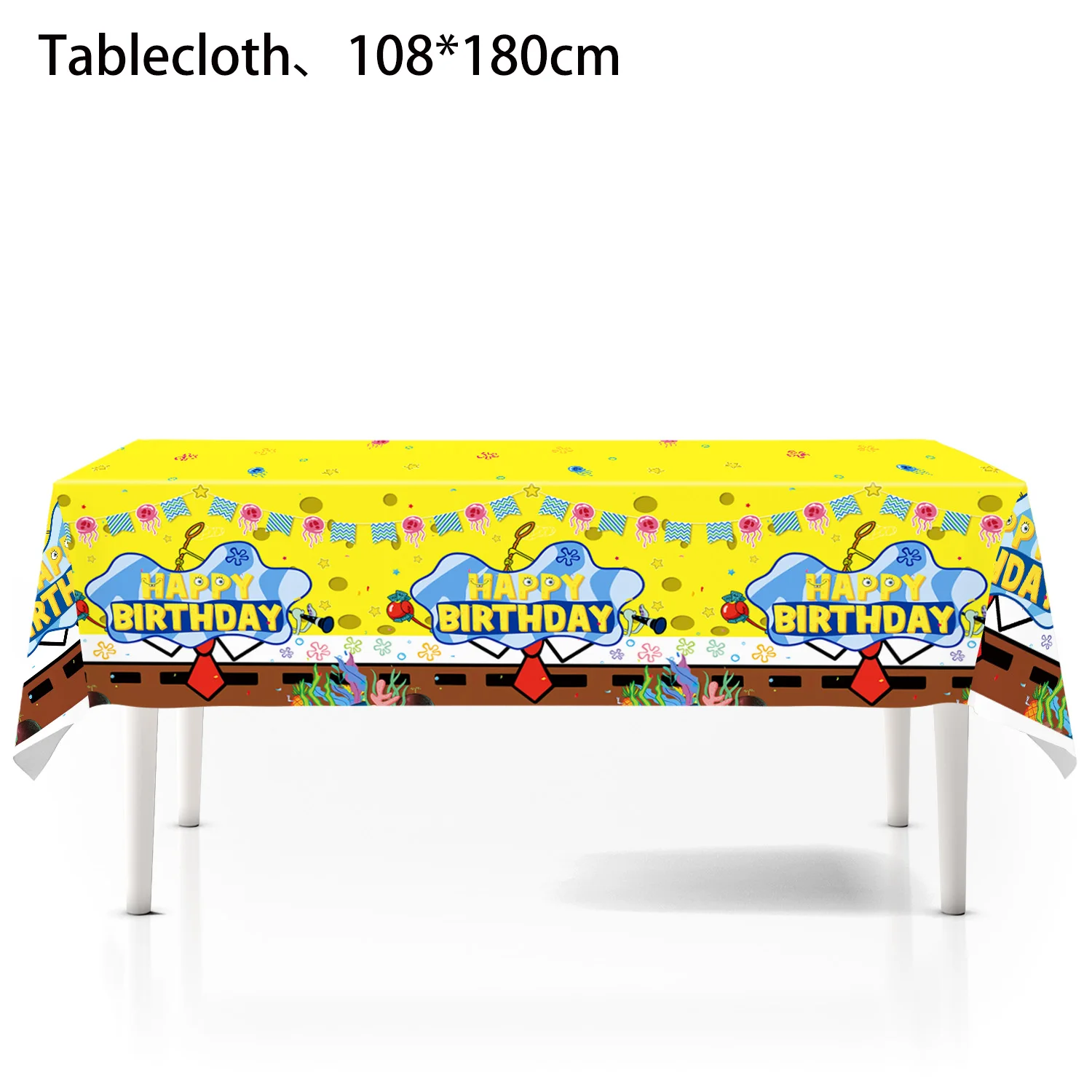 Cartoon Spongebob Geburtstagsparty Dekoration Einweg-Tischgeschirr Becher Teller Servietten Ballon Hintergrund für Kinderparty-Zubehör – Detail 2
