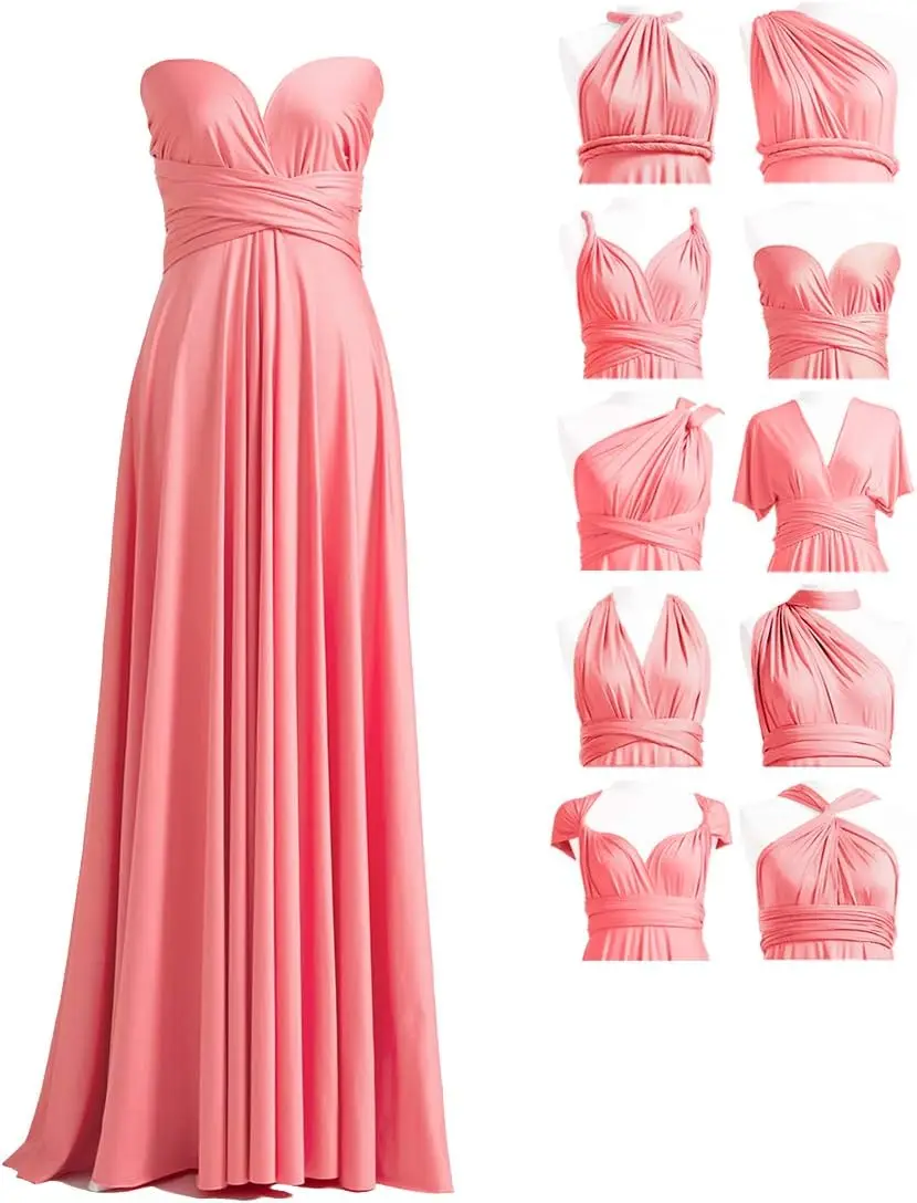 

A Line Dress with Bandeau, Convertible Bridesmaid Dress, Long, Plus Size, Multi-Way Dress, Twist Wrap Dress Formal Dress