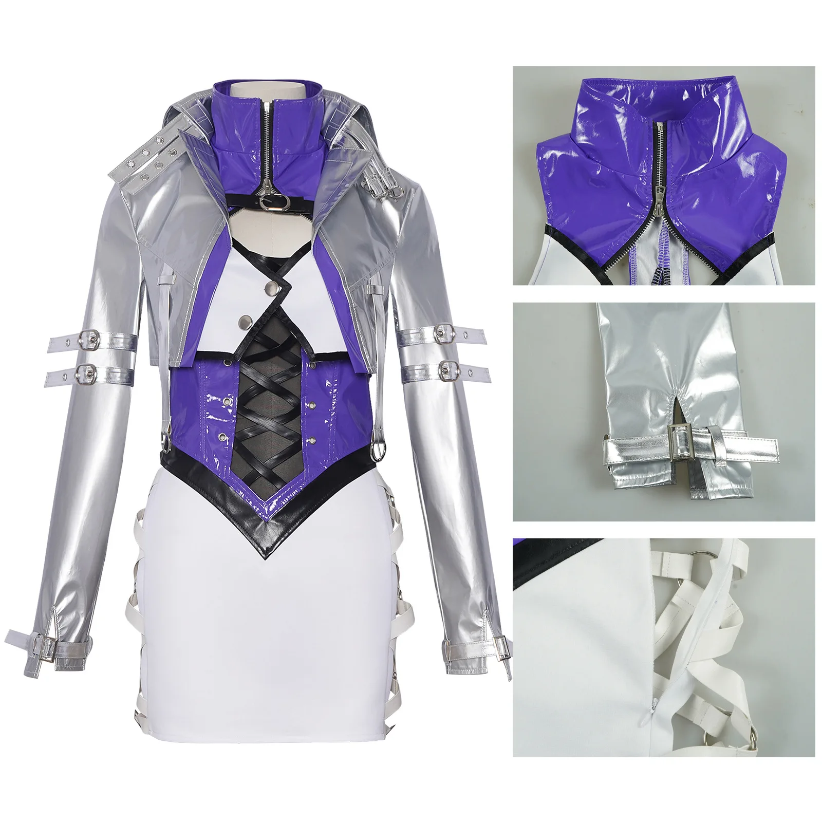 

Naraka Bladepoint Shermie Cosplay Costume Leather Coat Woman Halloween Carnival Cosplay Shermie Customized Clothes