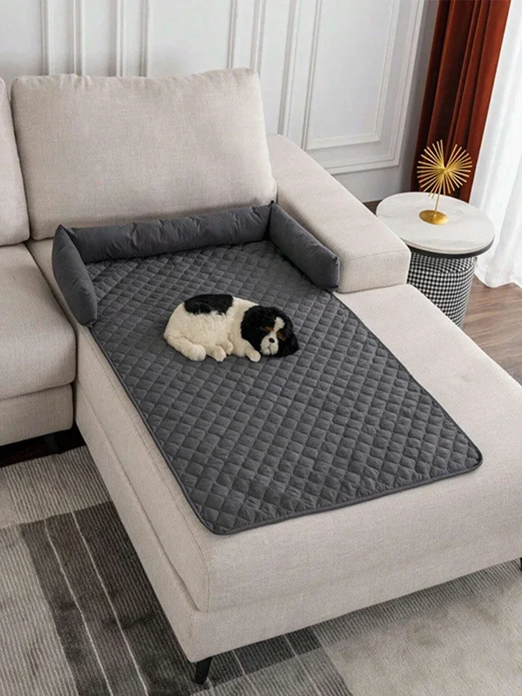 80*120cm Dog Sofa Bed Cushion Pet Soft Lounger Plaid Mat Pad Kennel L Shaped Couch Cover For Small Large Dogs Sleeping Washable