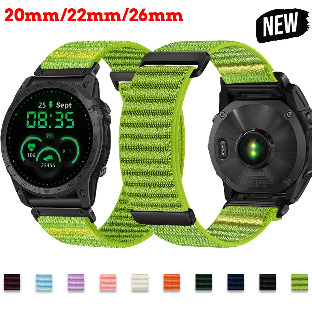 20/22/26mm Watch Band For Garmin Fenix 8 6 6x 7 7x Pro 5 5x Plus Two-Piece Magic Tape Nylon Tactix 8/Enduro 3 Sport Wrist Strap