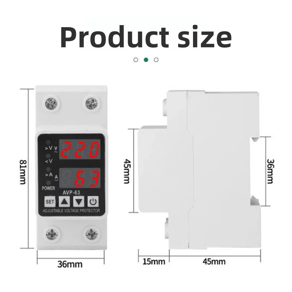 Over Current Protection Limit Din Rail Protector Relay 40A 63A 220V Adjustable Over Voltage and Under Voltage Protective Device 