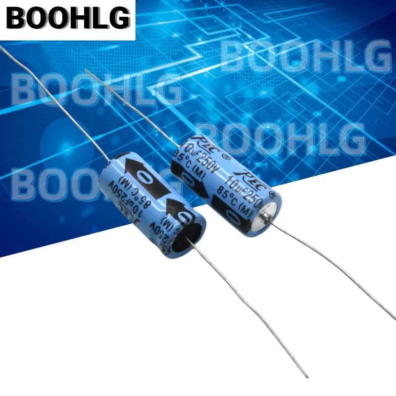 Condensador electrolítico polarizado axialmente, 5 uds., 10UF, 250V, 250V, 10UF, 10x24mm