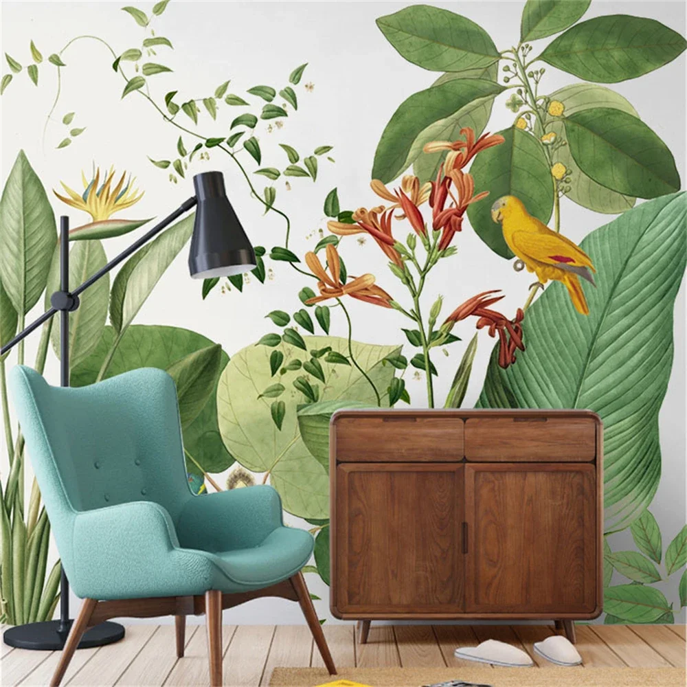 Custom Southeast Asian tropical rainforest plants wallpapers for living room TV background restaurant wallpaper 3D wall stickers