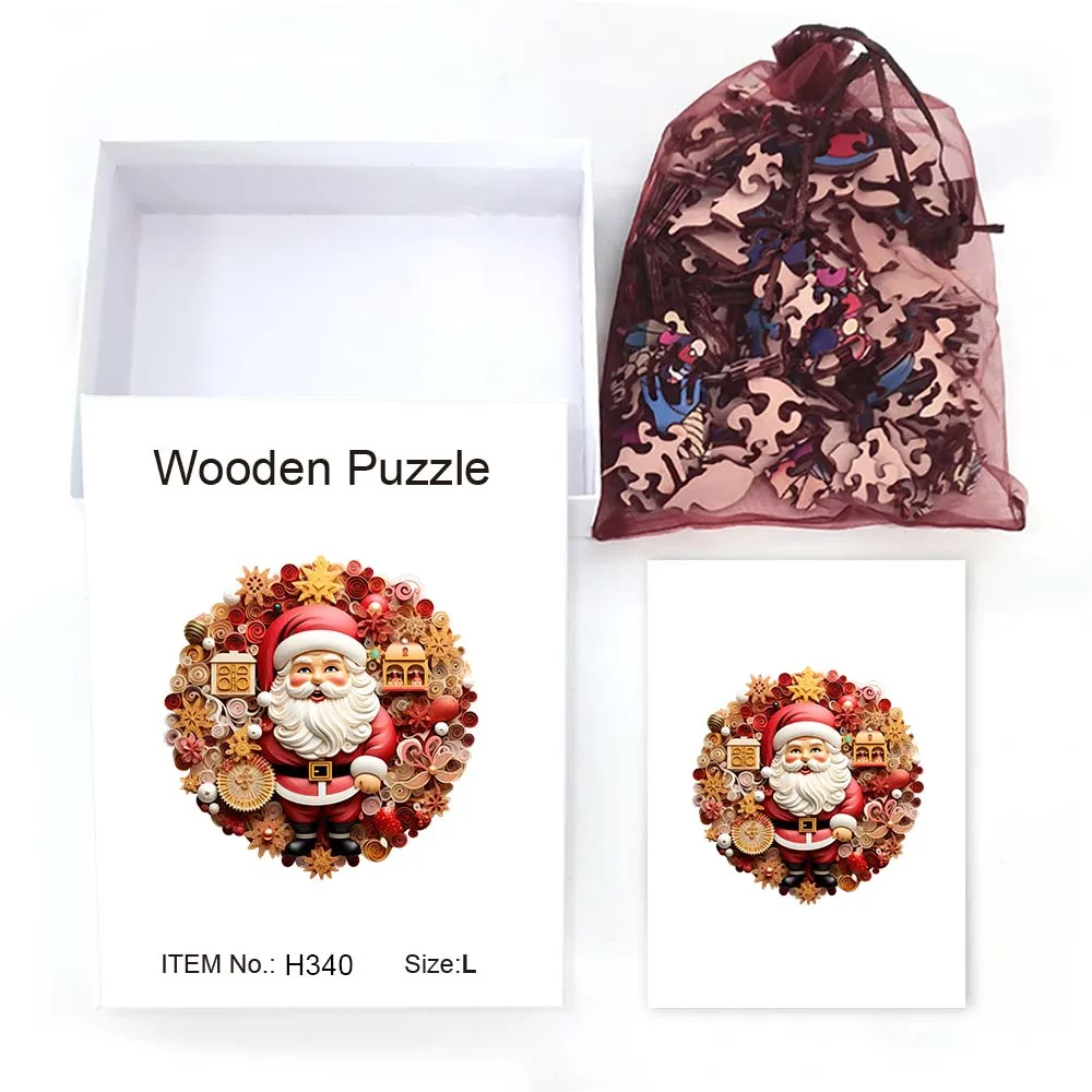 Santa Claus Wooden Puzzle Exquisite A3 A4 A5 3D model wooden decoration holiday gift family interactive puzzle decompression