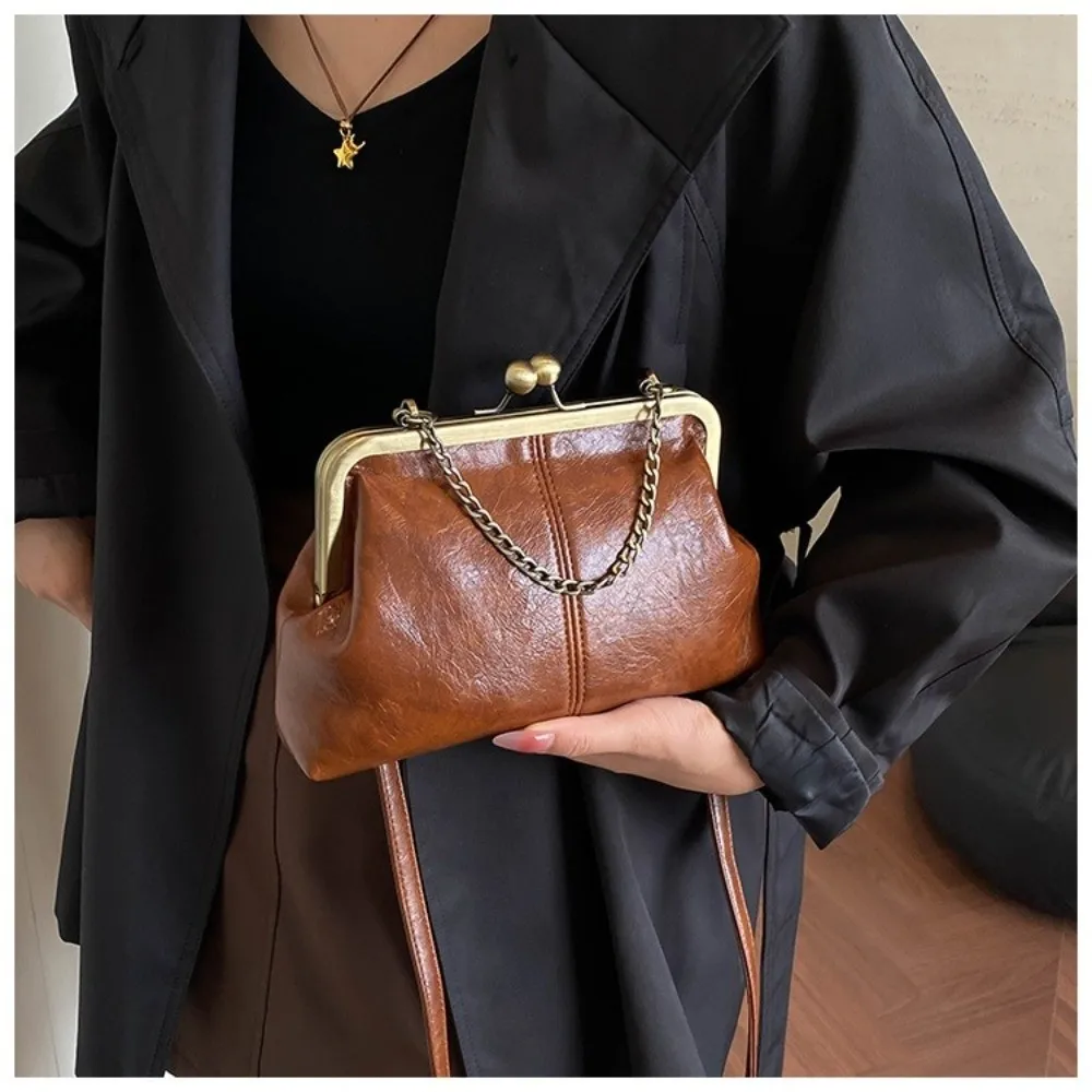 Trendy PU Leather Shell Handbag Retro Style Waterproof Women Satchel Large Capacity Shoulder Bag for Lady Girls