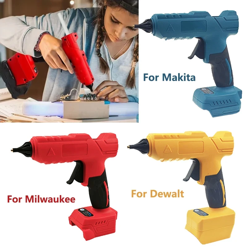 

Беспроводной пистолет для горячего клея 100 Вт для Makita/Dewalt/Milwaukee, аккумулятор 18 В для 11 мм клеевых палочек, быстрый предварительный нагрев, инструмент для ремонта «сделай сам»