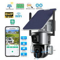 HongGlobal 8MP Wireless Dual Lens 20X Zoom WiFi Solar Power PTZ Camera Niview 4K Surveil Outdoor WiFi Security Solar CCTV Camera