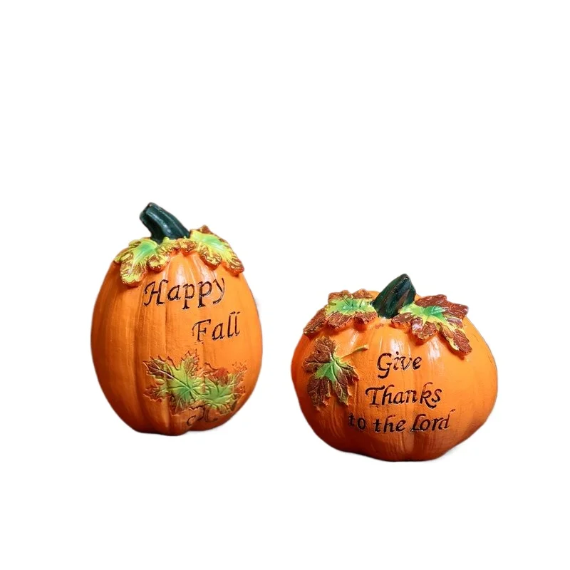 Rustic Harvest Pumpkin Statue, American Country Ornament, Creative Halloween Home Living Room Window Desktop Decor