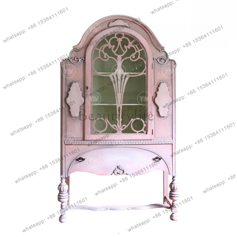 

LJY"Pink Balloon Cabinet" Pink Storage Cabinet Neoclassical Single Open Wine Cabinet Display Storage Cabinet Can be customized