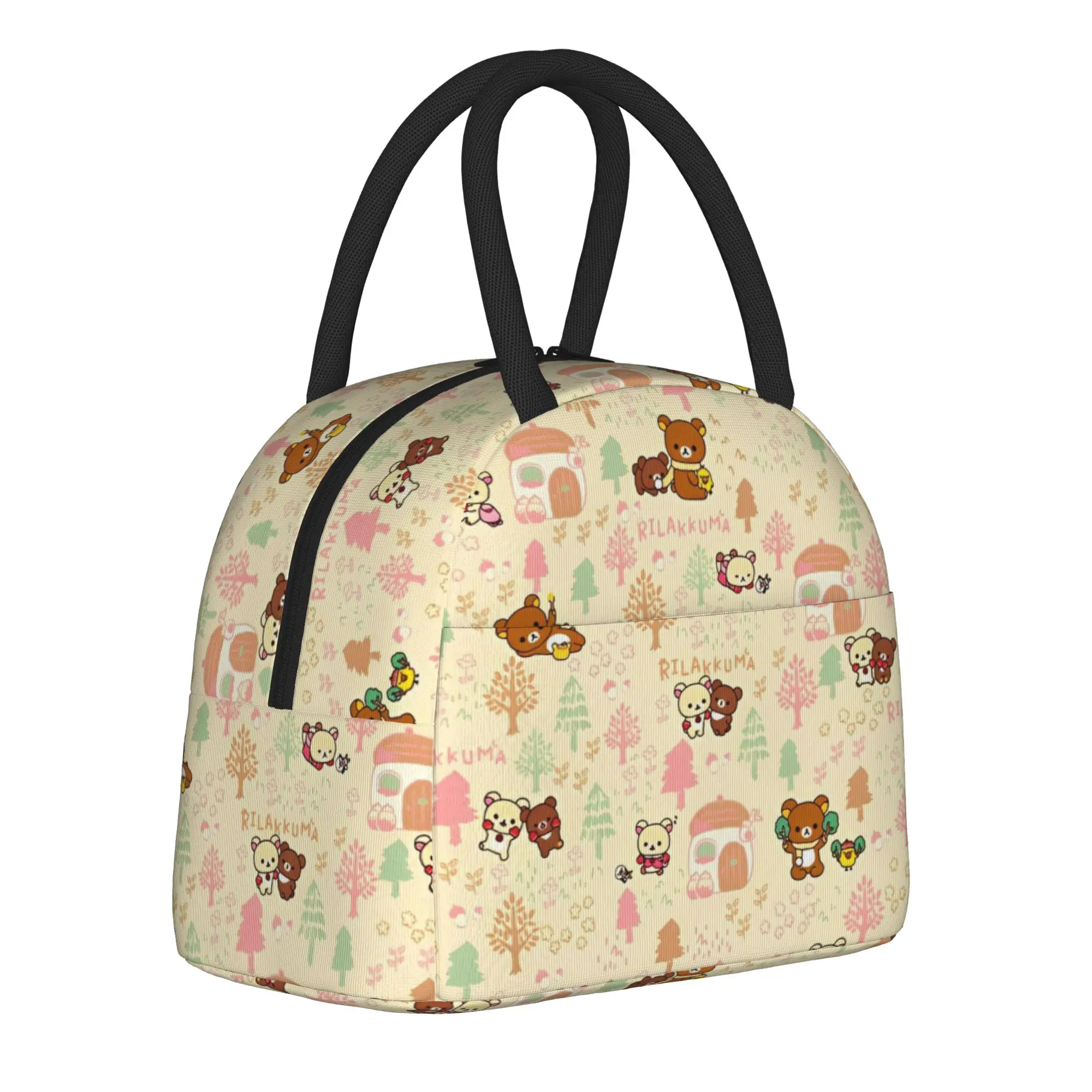 

Изолированные сумки для обеда с героями мультфильмов Rilakkuma, многоразовая сумка-холодильник, контейнер для обеда, вместительная сумка-тоут, ланч-бокс для мужчин и женщин, для школы, пикника