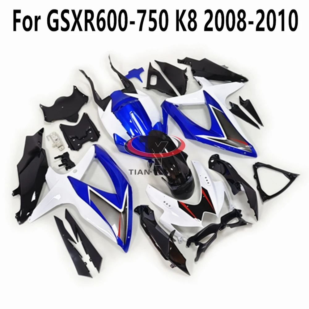 Motorcycle Bodywork Blue White Black Gradient Injection Cowling Full Fairing Kit For GSXR600 GSXR750 K8 2008 2009 GSXR 600 750