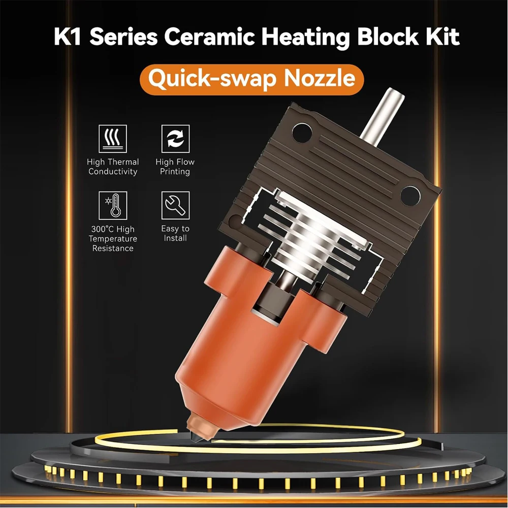 K1/K1 Max/K1C Hotend Upgrades Kit Ceramic Heating Block Kit for Creality 3D Printers Hotend with Integrated Quick-Swap Nozzle