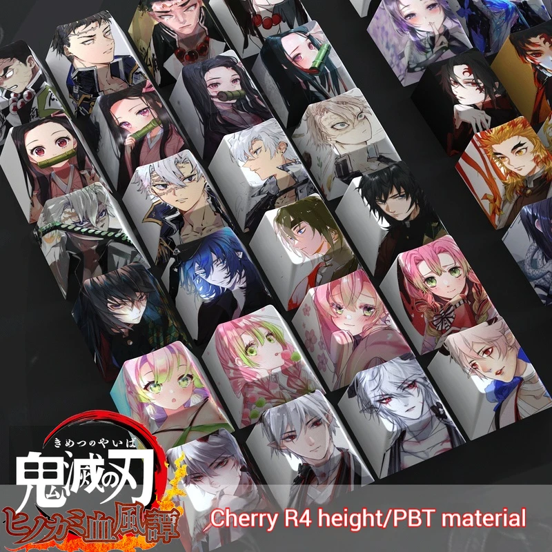 Demon Slayer Keycap Personalized Customization Pbt Hot Sublimation Anime Theme Keycap Mechanical Keyboard Cartoon Keycap Gift