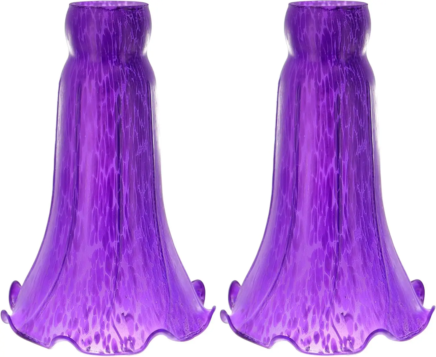 

Lily Flower Glass Lampshade Replacement, 2 Pack,Tulip Style Table Floor Lamp Shade Replacement 4.2" x 4.2" x 6.7" (Purpl