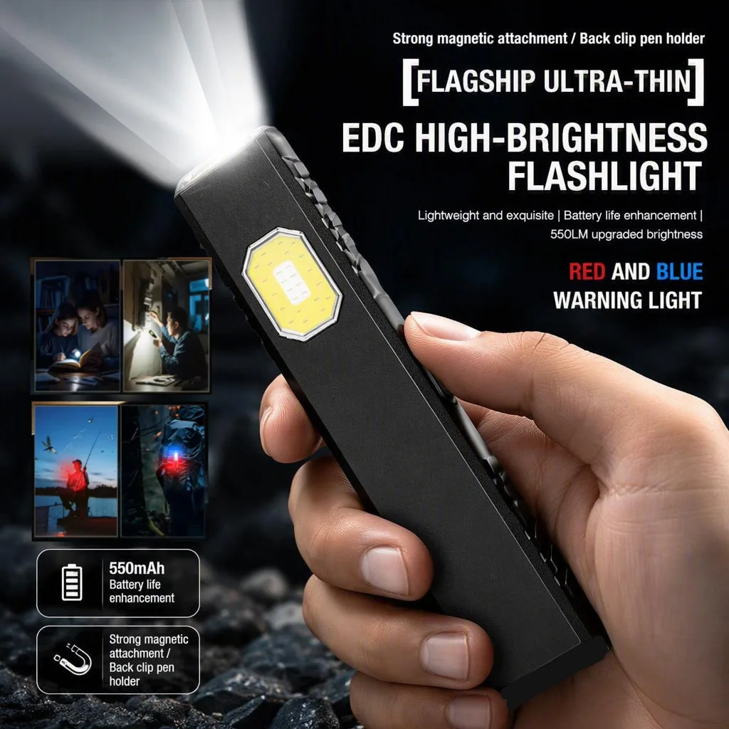 Security Flashing Work Light Warning Light Strong Light Mini Portable Outdoor Maintenance Emergency EDC Flashlight Knife Cap Cli
