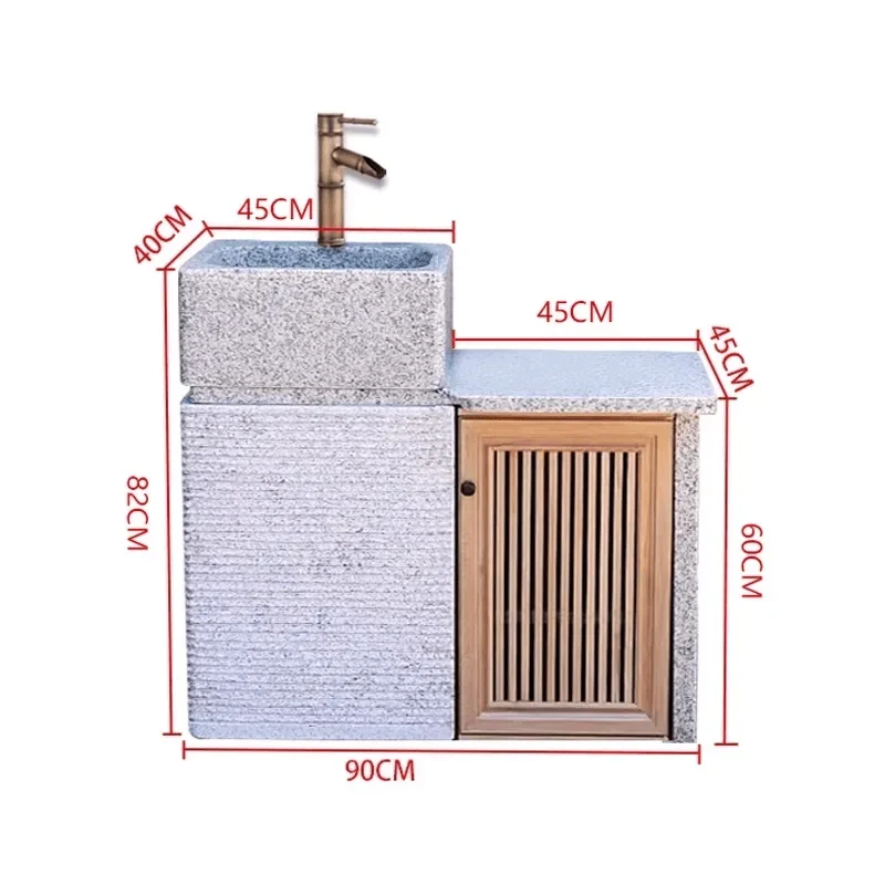 Washbasin integrated, marble sink garden, outdoor balcony, granite courtyard sub-sink