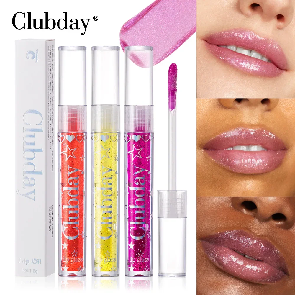 Clubday Lip Moisturizing Moisturizing Glossy Hydrating Sparkle Lip Glaze Make Up Crystal Jelly Moisturizing Lip Oil